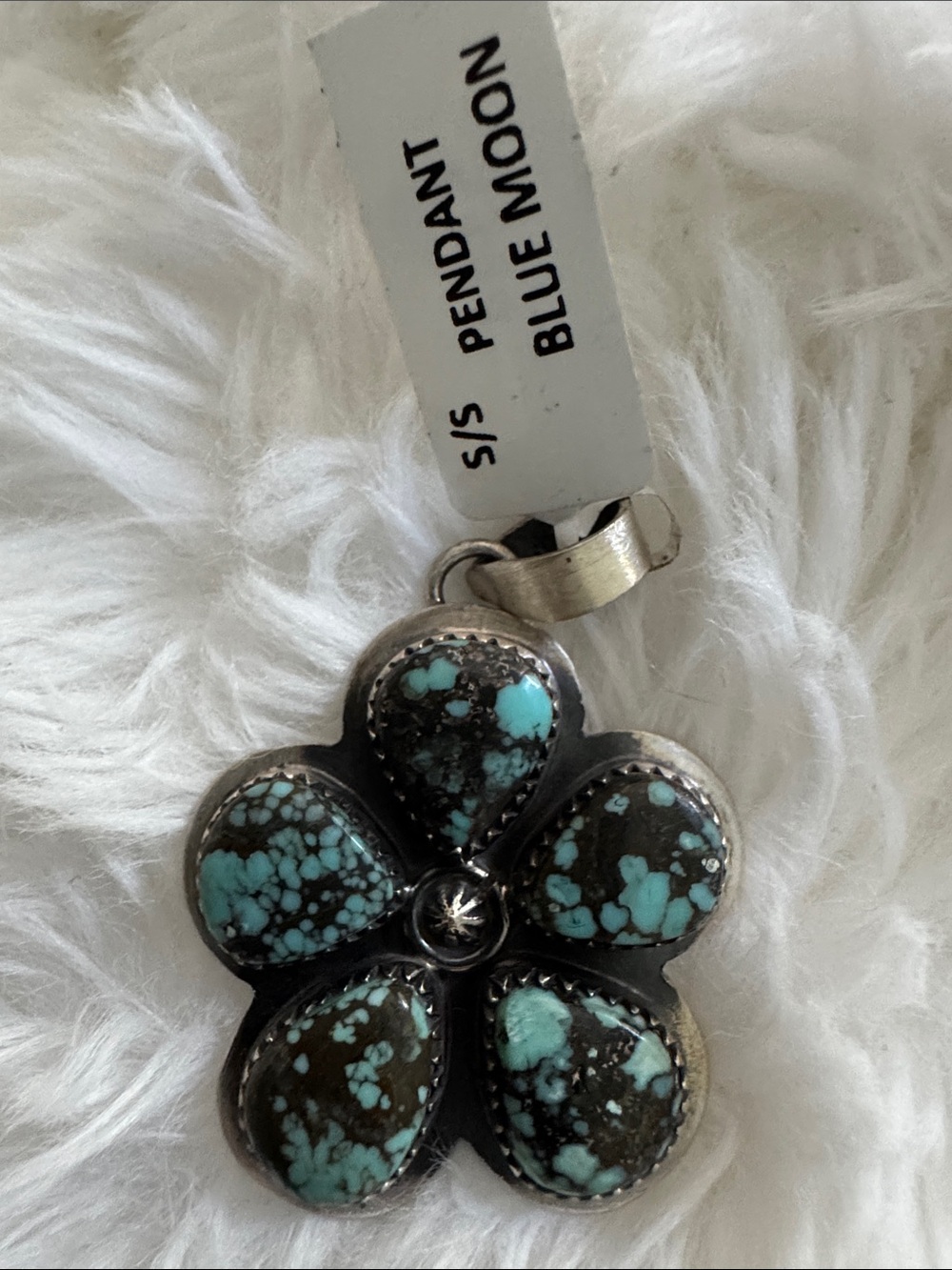 Silver Turquoise Flower Pendant